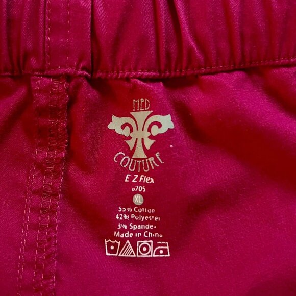 Women's Size XL Medium Couture EZ Flex Magenta Scrub Pants - Picture 5 of 10